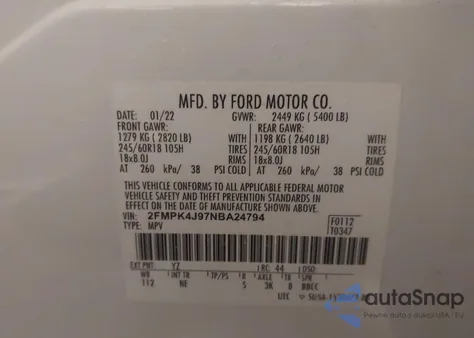 2022 Ford Edge Sel from USA, damaged, VIN 2FMPK4J97NBA24794